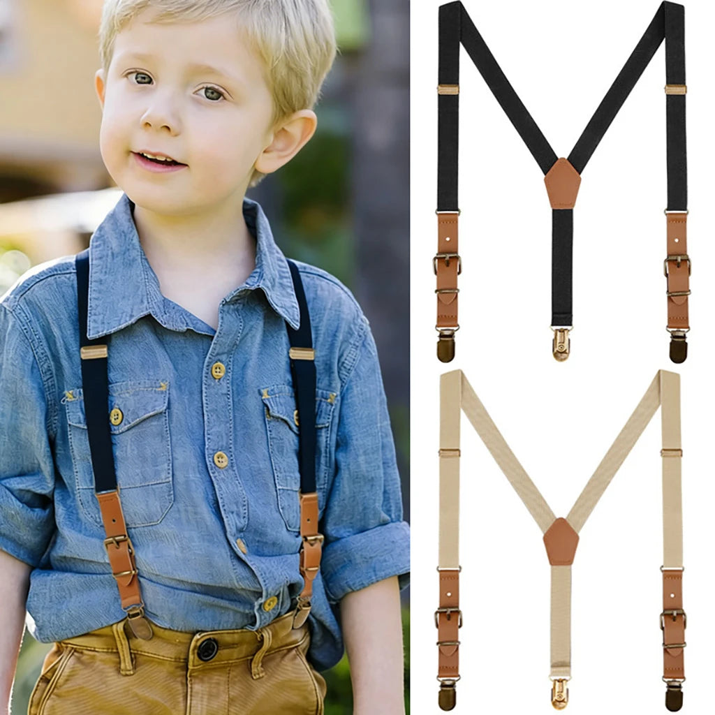 Suspenders for Boys Girls 2cm Y-back 3 Clips Adjustable Elastic Trouser Braces Suspenders Belt for Kids Fashion Accessories