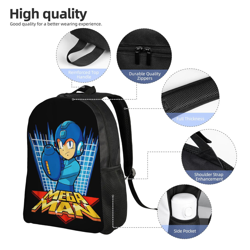 Megaman X Scifi Video Game   Backpack for Men Women Fashion High School Hiking Travel Daypack  Laptop Canvas Bags Lightweight