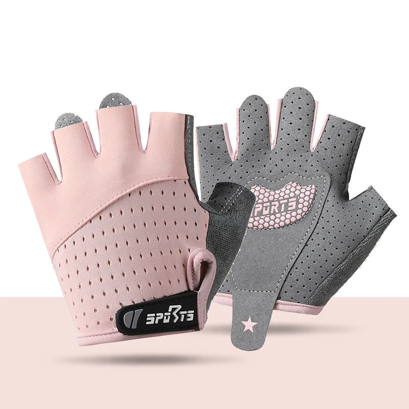 Summer Gloves Kids Sports Fitness Cycling Half-Finger Ice Silk Gloves Children Breathable Anti-slip Boys Girls Roller Skating