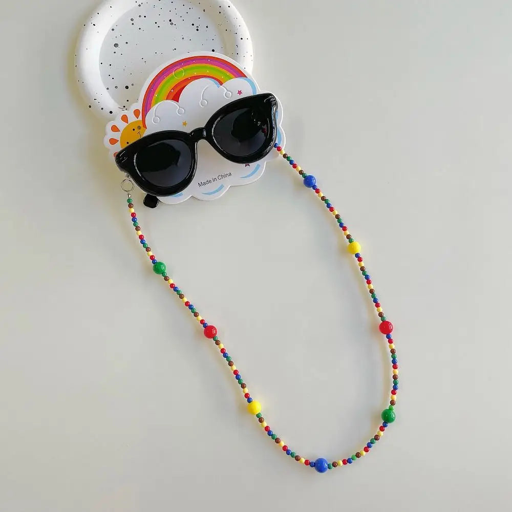 2Pcs/Set Spring Summer Kids Cat Eye Sunglasses Fashion Kawaii Sunscreen Eyeglasses Outdoor with Eyeglass Chains Children Eyewear