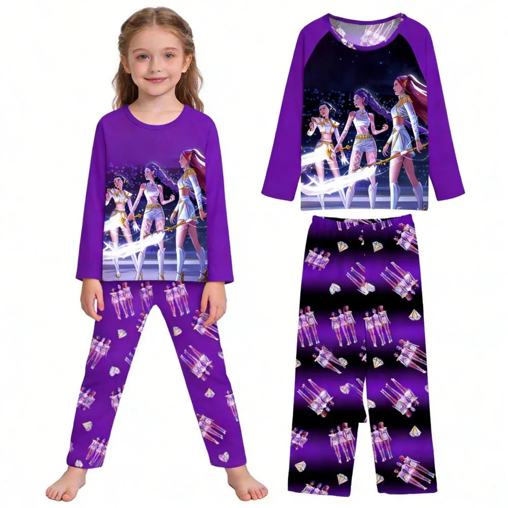 Kids Pajamas Set Long Sleeve Girls Clothing 2pcs Children's Sleepwear Teen Pyjamas Cartoon Boys Nightwear 3-14Y