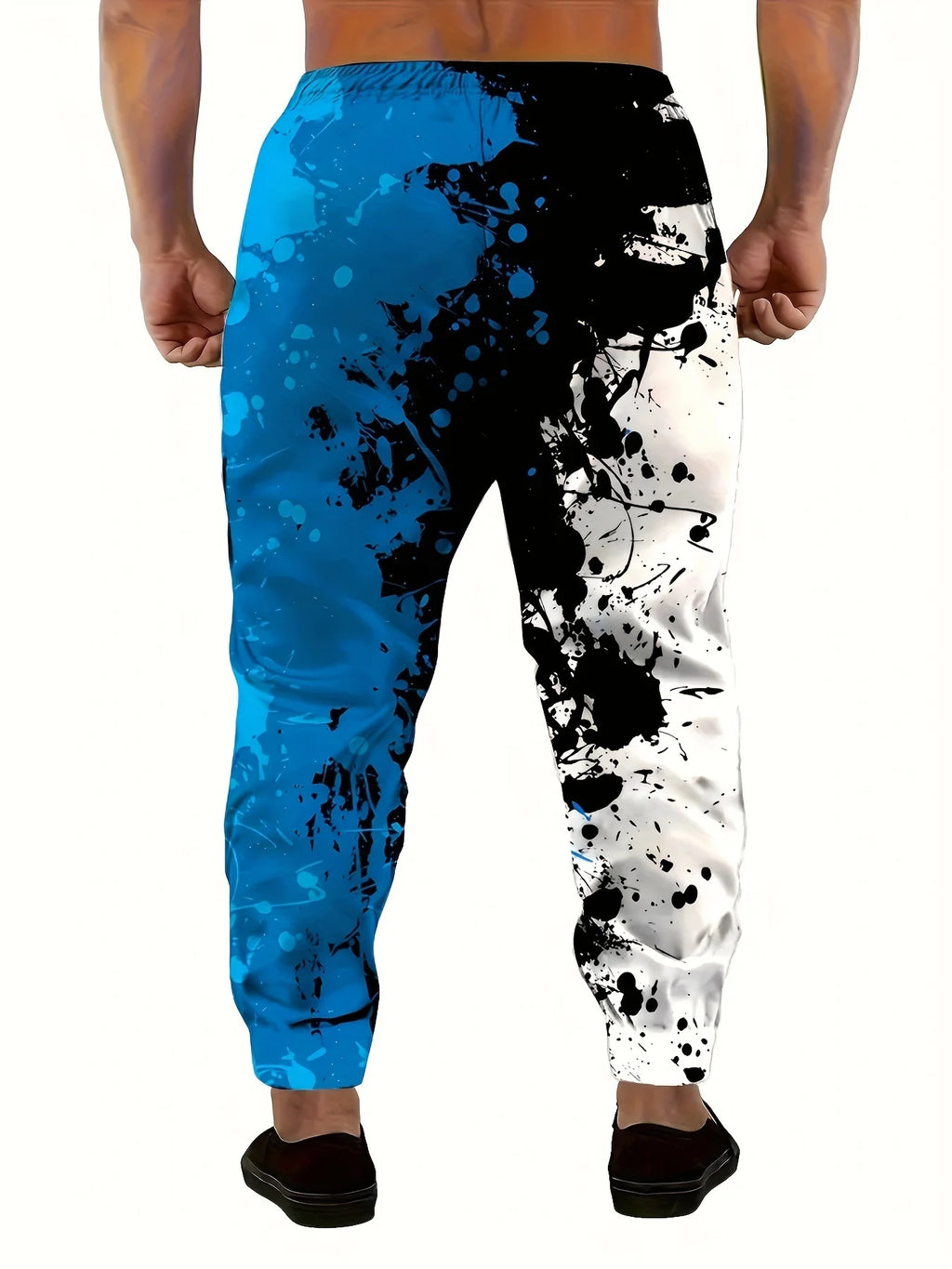 Men's and Women's Universal Sports Pants with Fashionable 3D Color Splashed Ink Printing, Versatile Sports and Fitness Fashion