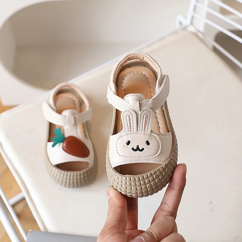 Cute Kid Sandals 2025Summer New Rabbit Girl Shoe Cartoon Girl Sandals Fashion Princess Shoes Soft Sole Boy Sandals Kids Shoes
