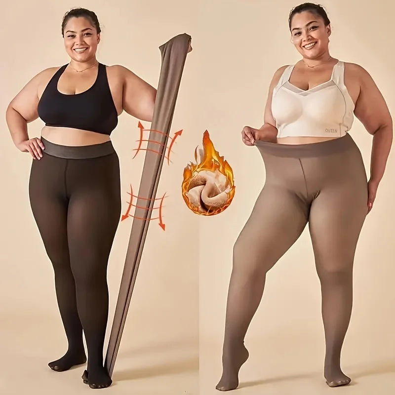 Women's Sexy Sheer Black Tights, Autumn/winter Fleece Pantyhose For Business & Sexy Look，Plus Size Leggings，Warm Bottoming Pants