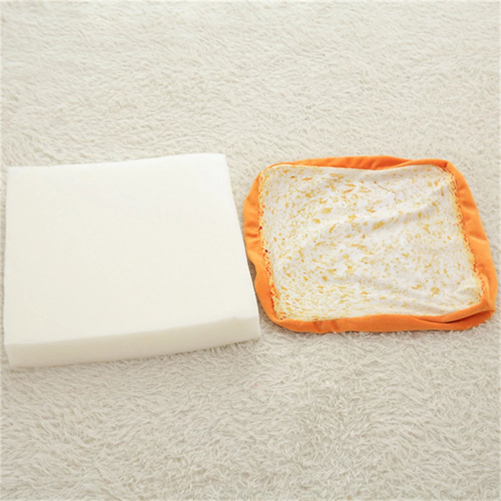 Creative Toast Bread Cat Bed Cushion Warm Puppy Kitten Nest Pet Sleeping Mat Removable Cover Small Dogs Kennel Mattress