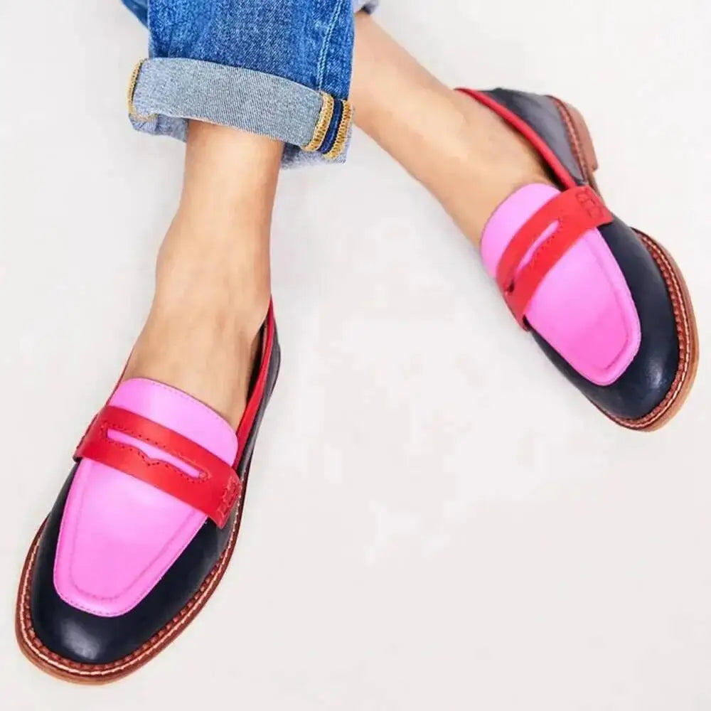 Women's Casual Loafers 2025 British Style Round Toe Low Heel Single Shoes
