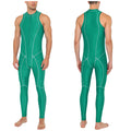 Men Swimwear Rash Guard Wetsuit Oil-shiny Zipper Jumpsuit Bathing Suit Beachwear for Beach Pool Diving Surfing Pool Water Sports