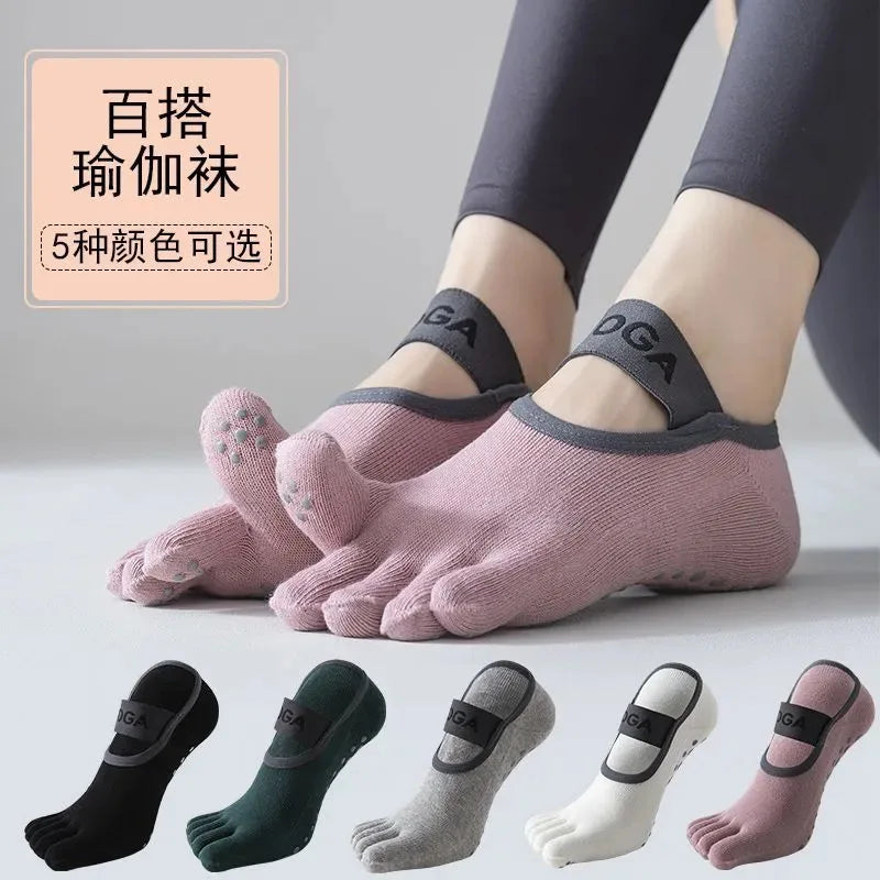 Women's Five Finger Yoga Socks Professional Anti-Slip Sweat-Wicking Floor Socks Indoor Dance Practice Socks Pilates Sock