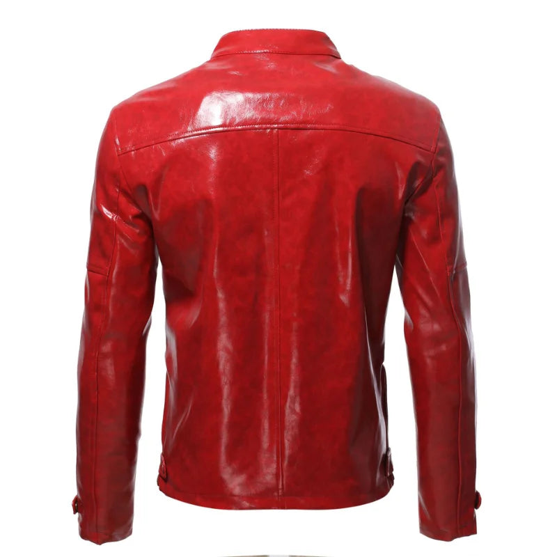 Men Clothing 2025 Mens Fashion Leather Jacket Slim Fit Stand Collar PU Jacket Male Anti-wind Motorcycle Zipper Jackets Men