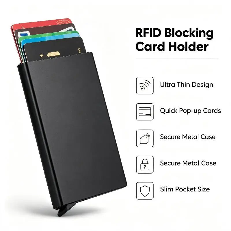 Smart Wallet Card Holder Metal Thin Slim Men Women Wallets Up Minimalist Wallet Small Black Purse Walets For Men