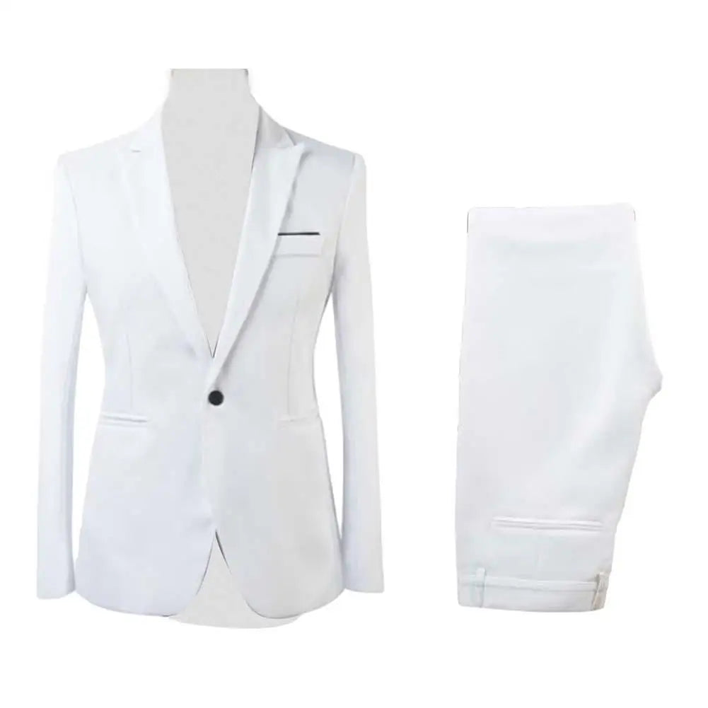 Men Suit Formal Party Long Sleeve Suit Pants Men s Solid Color Slim Fit Casual Business Suit Set Business Two piece Set