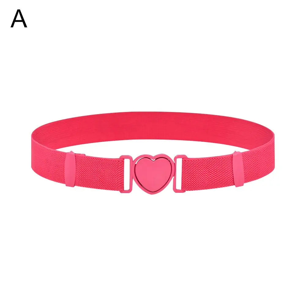 Kids Elastic Belts Girl Stretch Waist Belt Adjustable Heart Belt Uniform Belt for Teen Kids Girls Dresses Belt