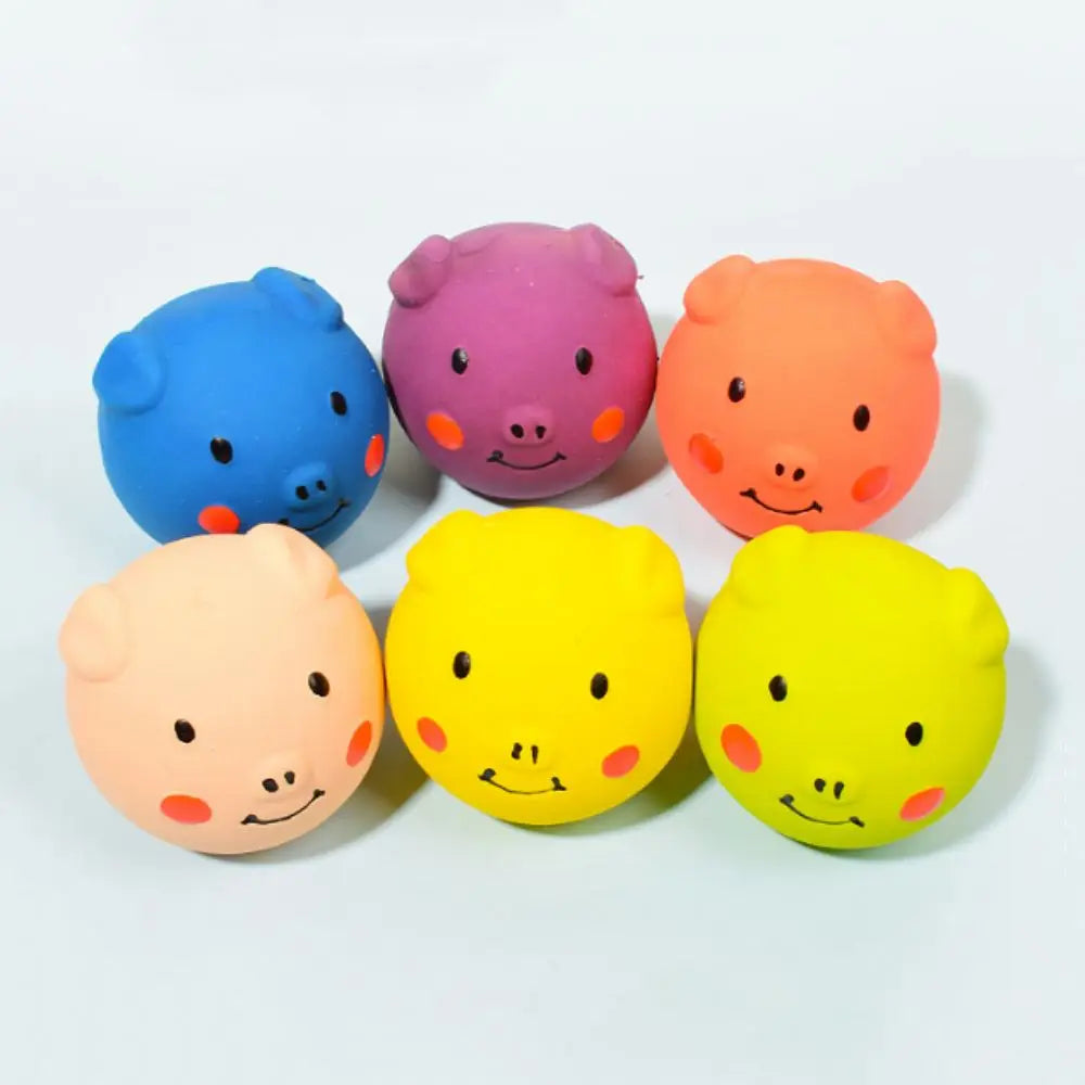 Pet Biting Toys Cartoon Latex Squeaky Dog Toys Soft Bite Resistant Pig Pet Squeaky Toys Colorful Doy Molar Self Happy