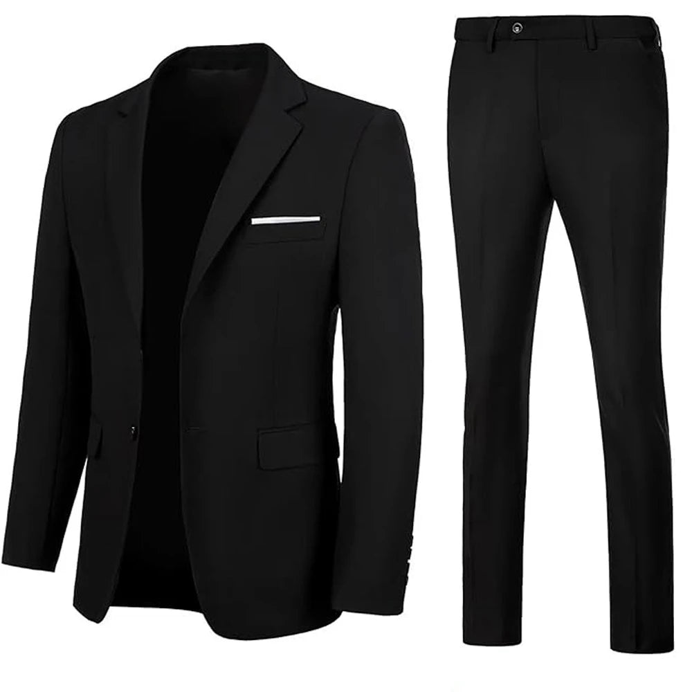 Men Suits Set  2 Pieces Jackets Pants For Wedding Elegant Slim Fit Blazers Formal Outfit Fashion Classic Full 2025 Costume