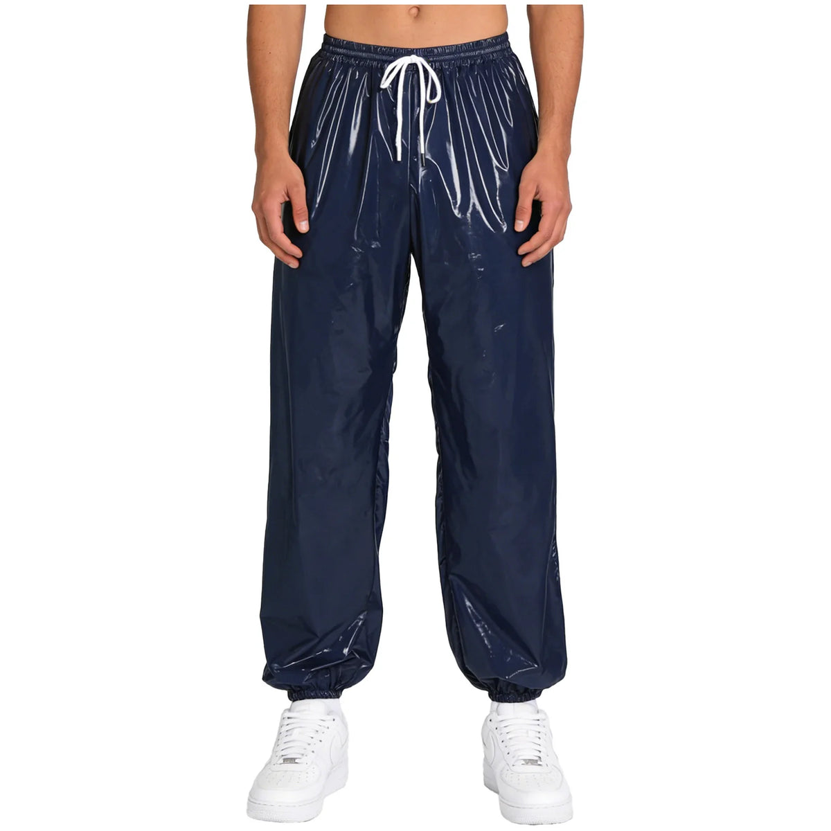 Mens Waterproof Jogging Pants Drawstring Elastic Waistband Side Pockets Track Pants Trousers for Club Party Workout Cycling