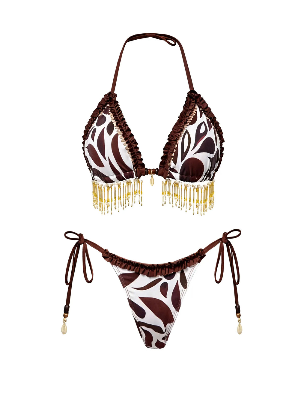 Sexy Bikini Set Boho Tribal Print with Tassel Details Perfect for Pool Parties Summer Getaways Poolside Glamour