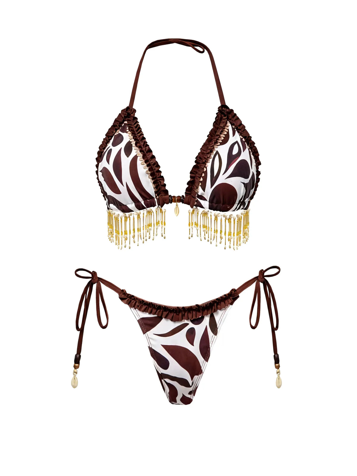 Sexy Bikini Set Boho Tribal Print with Tassel Details Perfect for Pool Parties Summer Getaways Poolside Glamour