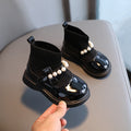 Girl's Short Boots Ankle-High Beading Autumn Fly-Woven Kids Sock Boot Wedges Flexiable Sweet Slip-on Toddler Children Boot 21-30