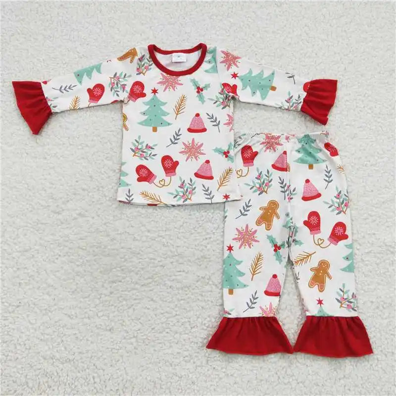 Wholesale Children Christmas Pajamas Long Sleeves Baby Girl Boy Santa Shirt Set Kids Pants Toddler Outfit Nightwear Sleepwear