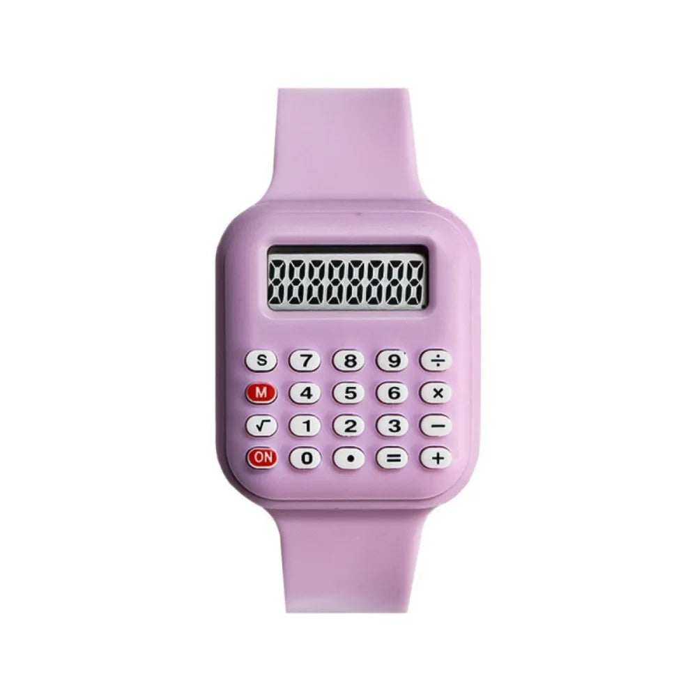 Rubber Strap Children Watch with Calculator Watches for Student Show Time and Date Digital Clock Kids Creative Calculator Watch