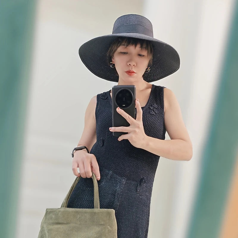 Floppy Black Straw Hats for Women Bucket Hat Summer Beach Hat Wide Brim Sun Hat Derby Travel Fedora Hat