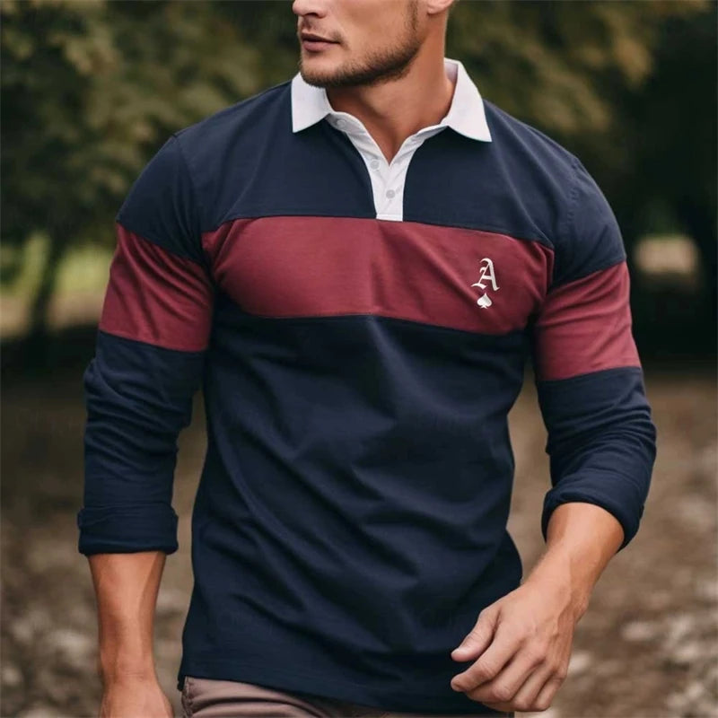 Simple Striped Long Sleeve Polo Shirts For Men Fashion Daily Wear 3D Printed Golf Polo Shirt Casual Oversized Lapel Button Tops