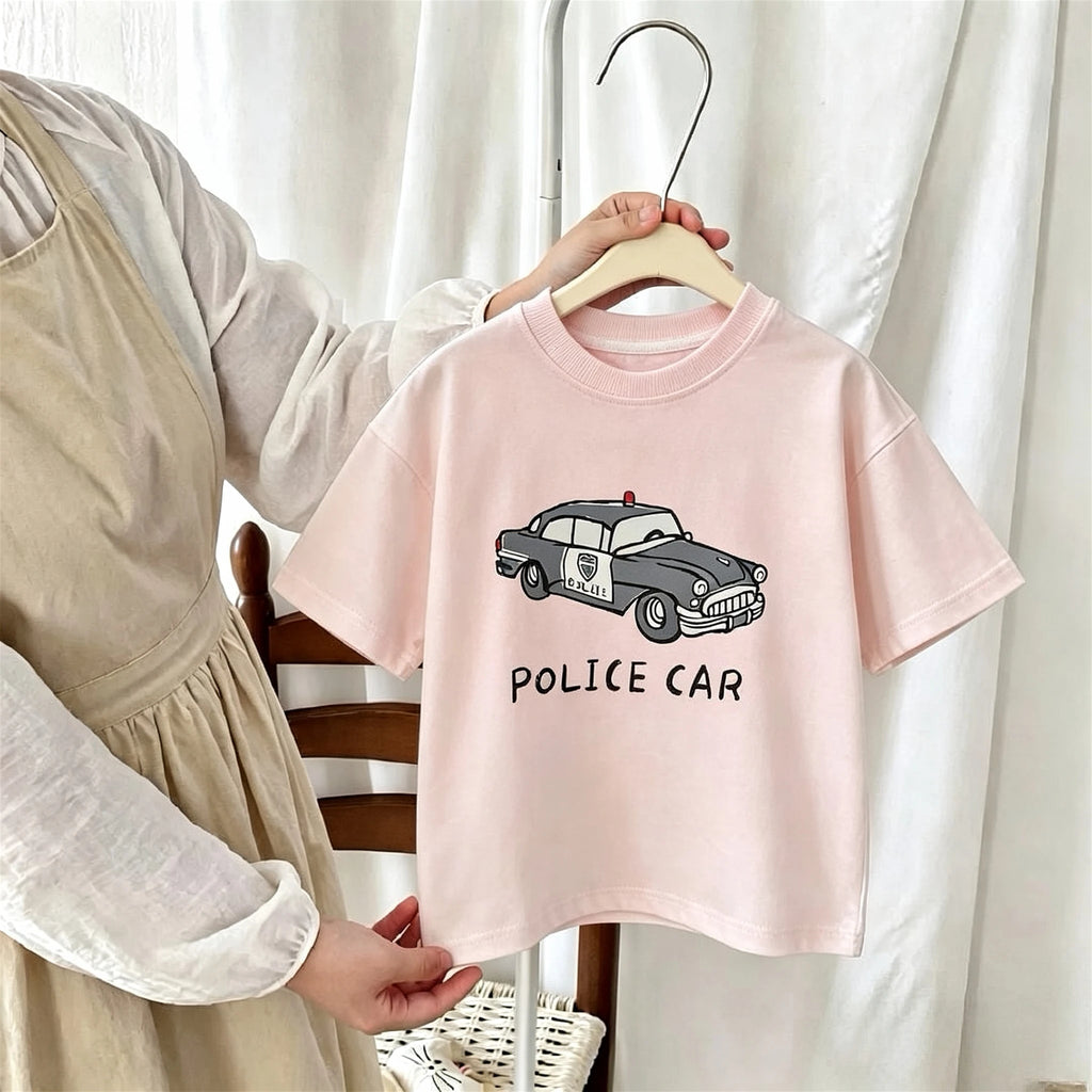 T-shirt For Boys Clothes 2026 New Summer Short Sleeve Tops Kids Tees Printed Car Fashion Crewneck Children's Tshirts 1-7 Age
