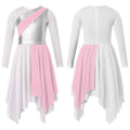 Kids Girls Modern Lyrical Dance Dress Liturgical Worship Praise Church Choir Robe Shiny Sequins Bodice Sheer Mesh Tunic Dresses