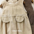 Baby Girls Sleeveless Dress Spring and Autumn New Baby Corduroy Dress Children's Lapel Loose Dress+T-shirt Set Kids Clothing Set