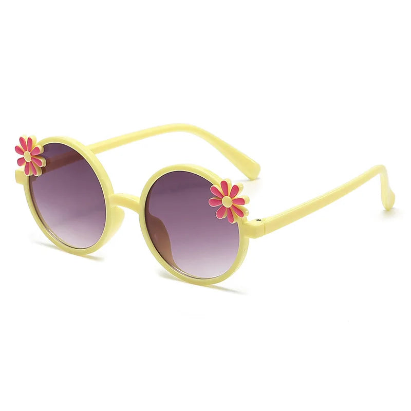 Cute Flower Children Sunglasses Fashionable Uv Protection Round Frame Outdoor Sunshade Kids Sunglasses 2344