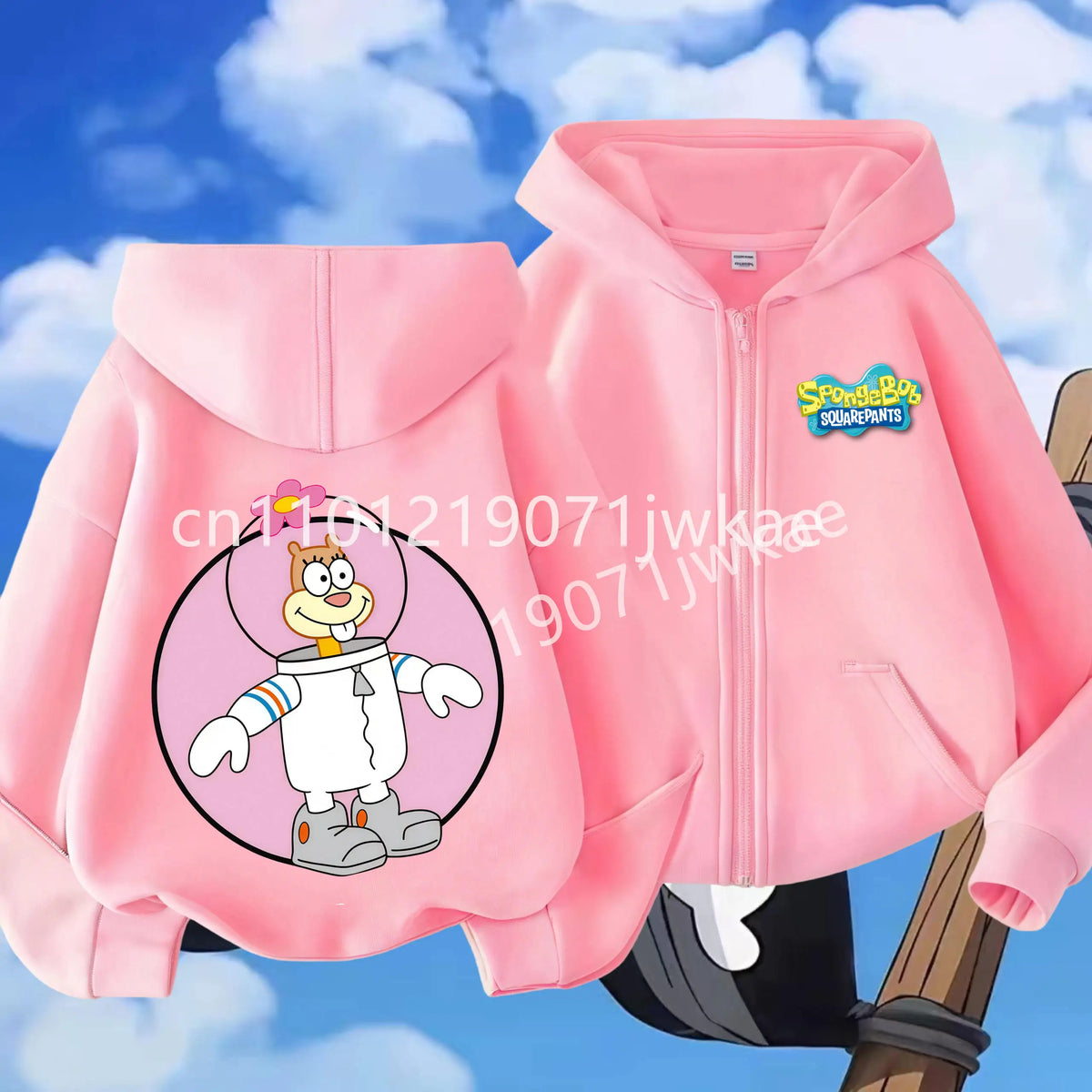 Hoodies Coat SpongeBob SquarePants Children Gifts Zipper Style Girls Boys Age 3-12 Kids Fashion Black Pink Fashion Sweatshirt