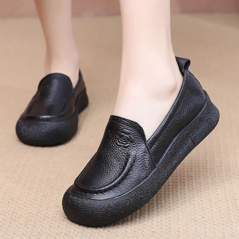 New Women Shoes Retro Luxury Genuine Leather Loafers for Woman Comfortable Vacation Casual Shoes Designer Shoes Zapatos De Mujer