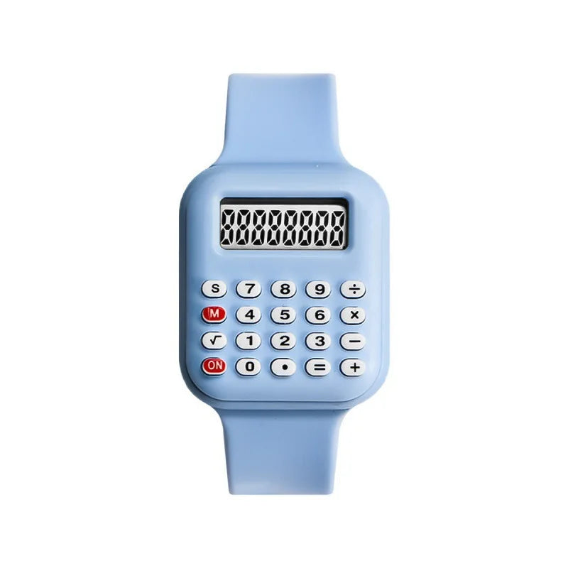 Rubber Strap Children Watch with Calculator Watches for Student Show Time and Date Digital Clock Kids Creative Calculator Watch