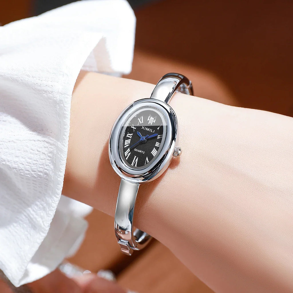 Elegant Oval Dial Women Watches Fashion Bracelet Strap Ladies Quartz Wristwatch Reloj Mujer Girls Clock Gift