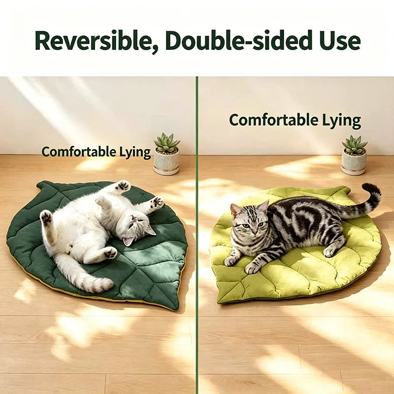 Leaf Shaped Pet Bed Mat Soft Cotton Double Sided Sleep Blanket Washable Floor Rug For Cat Puppy Dog Home Indoor Sleeping Cushion