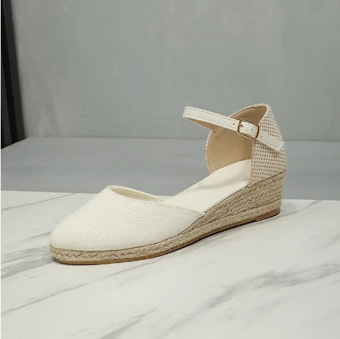 Sandals for Women 2026 Grass Woven High Heels Summer Strap High Heels Linen Soled Shoes Strap Hemp Rope Wedges Shoes for Women