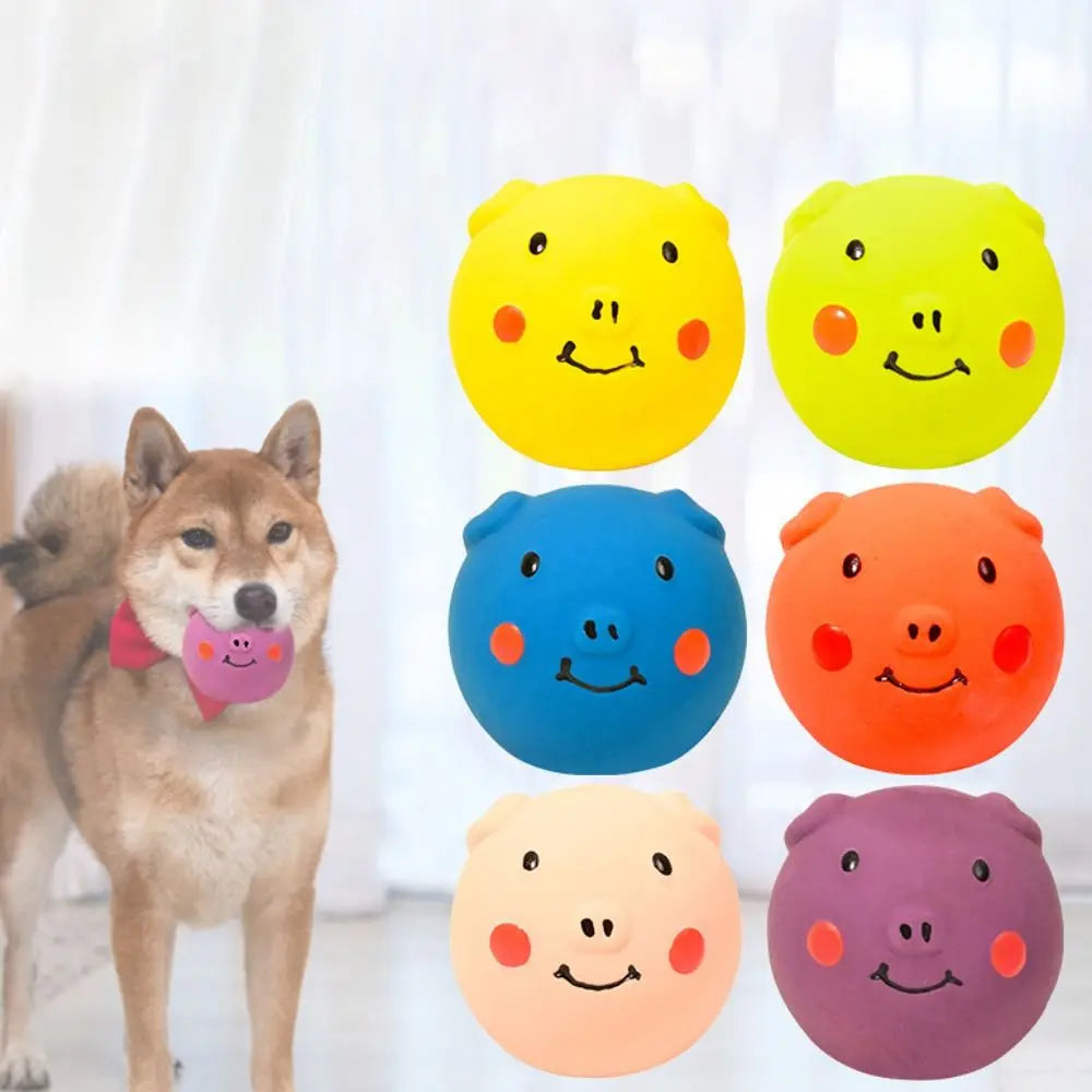 Pet Biting Toys Cartoon Latex Squeaky Dog Toys Soft Bite Resistant Pig Pet Squeaky Toys Colorful Doy Molar Self Happy