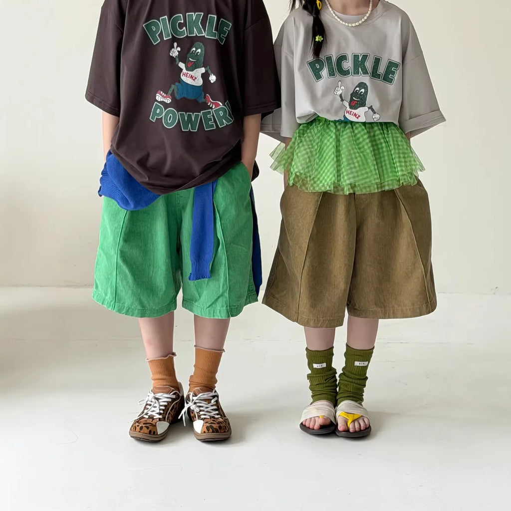 Kids Pants 2026 Summer Boys and Girls Korean Version Solid Color Casual Five Quarter Pants Kids Loose and Versatile Shorts