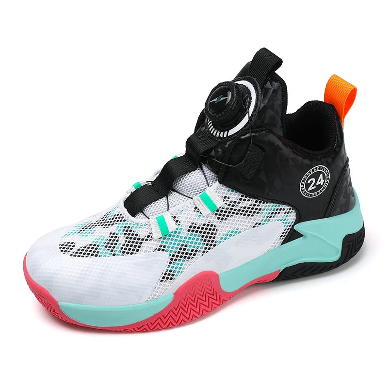 Yellow Children's Basketball Shoes Mesh Breathable Sports Shoes For Teenagers Non-Slip Wear-Resistant Basketball Sneakers Kids