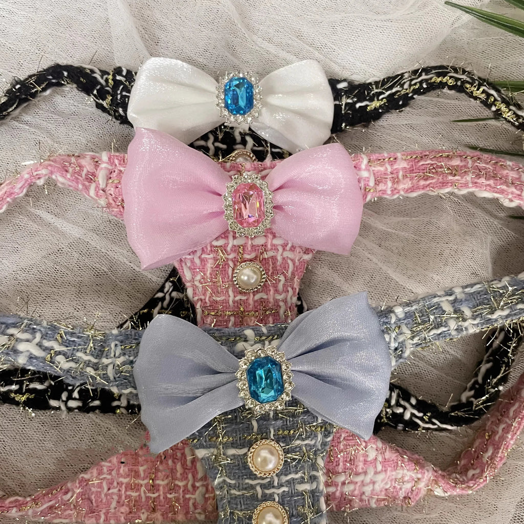 Princess-Style Pet Harness & Leash Set | Cute Bow Decor | Outdoor Walking Gear for Small Dogs
