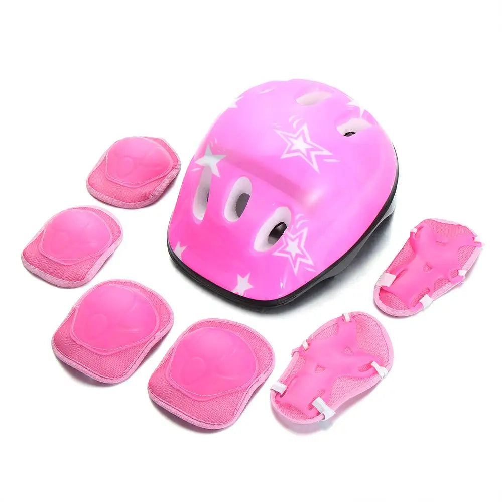 7Pcs/Set Blue Red Pink Bike Safety Boys Girls Kids Kids Protective Gear Sets For Skate Cycling Knee Elbow Pad Set Kid Helmet