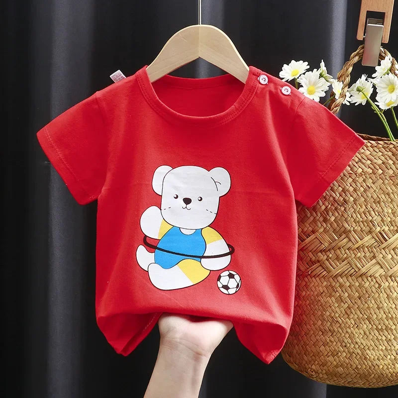 T-shirts Kids Toddler  Children's Clothing Cartoon Print Cotton Tee Tops Boys and Girls Clothes Baby Summer