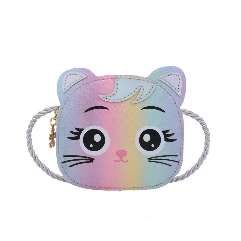 Cute Baby Kids Mini Coin Purse Handbags Boys Girls Wallet Pouch Crossbody Bags Lovely Cartoon Cat Children's Small Shoulder Bag