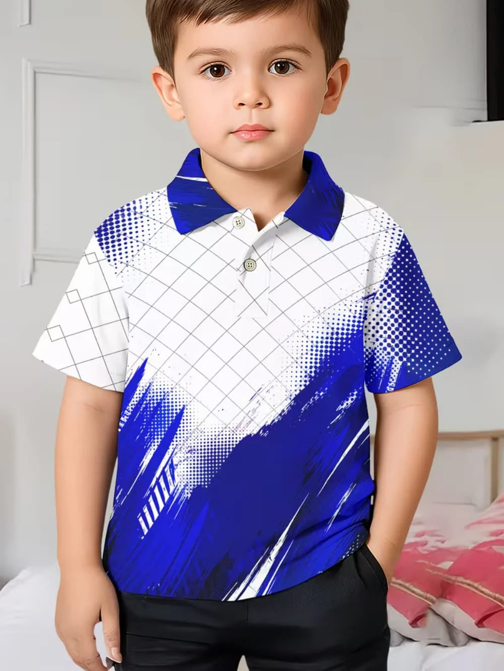 Kids Polo Shirts Striped Print Short Sleeve Polo Shirt for Boys Ummer Outdoor Casual Round Neck Fashion Boys Children's Clothing