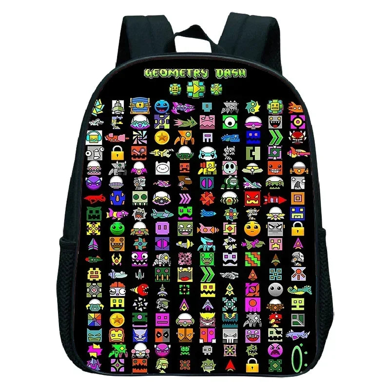Children Backpack Anime Small Bookbag Kids Cartoon School Bags  Angry Geometry Dash Kindergarten Backpacks Boys Girls Rucksack