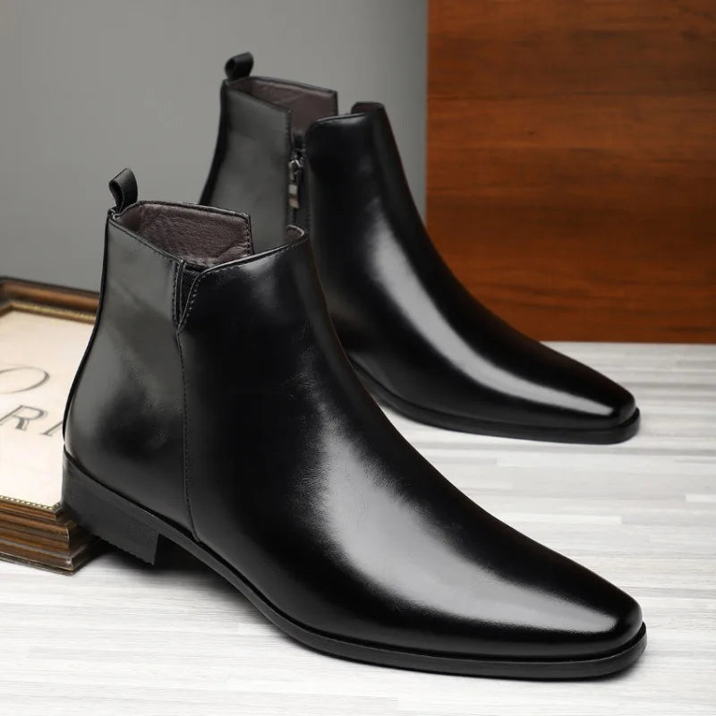 New Men's Boots Classics Chelsea Boots Luxury High Top Leather Boot Fashion Casual Ankle Boots Men Dress Boot Botas Para Hombre