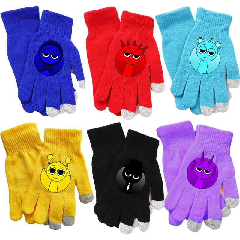 Sprunkis Adult Boys Girls Gloves Children Screen Gloved Winter Warm Cartoon Anime Fashion Accessories Kids Birthday Cute Gifts
