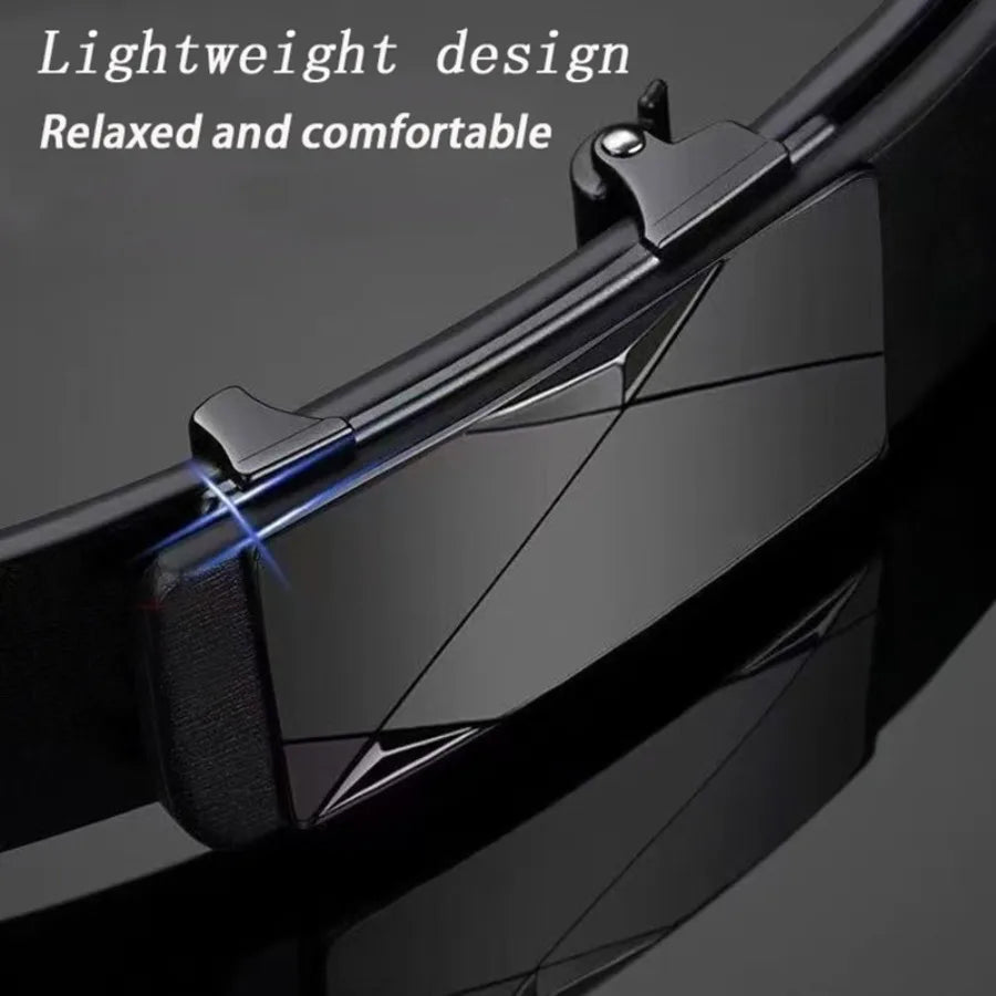 Men's Black Automatic Buckle Belt, Business Style, Minimalist Design, Easy to Handle Suit/casual Pants, Multiple Scenarios