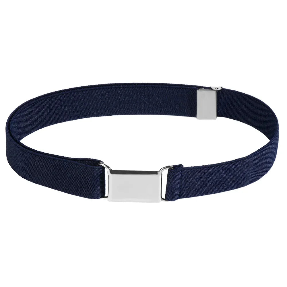 Boy Girl Children Adjustable Elastic Canvas Waistband Kids 2.5cm Width Kids Elastic Belts Stretch Waist Belt with Buckle 60-80cm