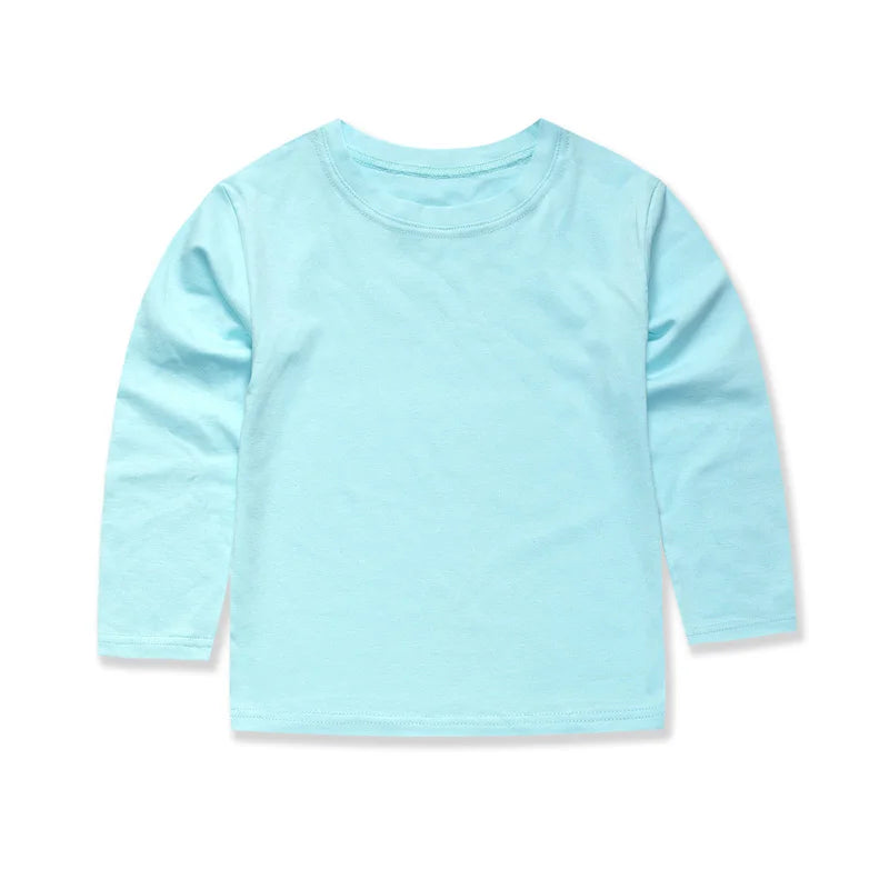 Basic White T Shirts for Kids Boys Girls 2 to 3 4 5 6 7 8 9 10 11 12 13 14 Years 100% Cotton Long Sleeve Plain Children Clothes